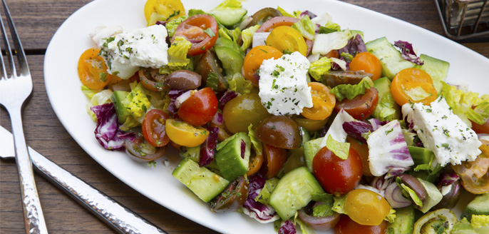 Family-style greek lunch salad